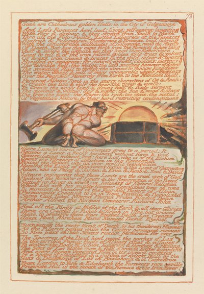 Jerusalem, Plate 73, Slik er katedronens gyldne saler.... av William Blake