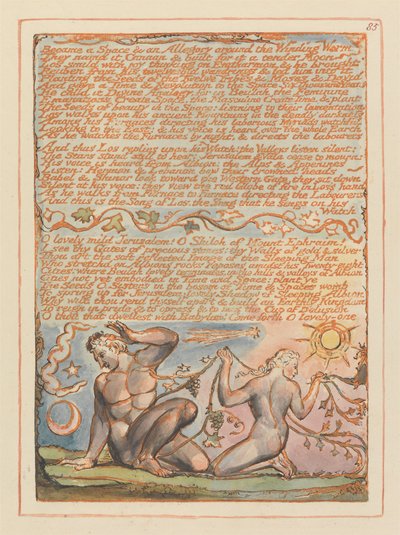 Jerusalem, plate 85, ble et rom og en allegori.... av William Blake