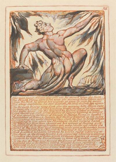 Jerusalem, tallerken 95, hennes stemme gjennomboret Albions leire kaldt øre .... av William Blake