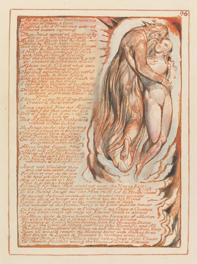 Jerusalem, plate 96, mens solen og månen leder fremover .... av William Blake
