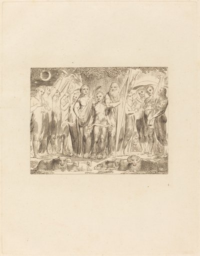 Job og hans familie gjenopprettet til velstand av William Blake