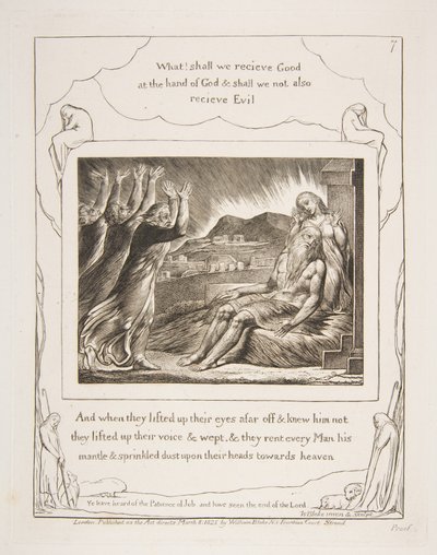 Jobs Comforters, fra illustrasjoner av Jobs bok, 1825-26. av William Blake