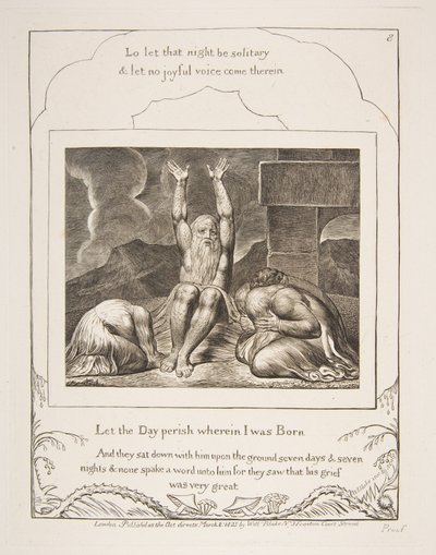 Jobs Despair, fra illustrasjoner av Jobs bok, 1825-26. av William Blake