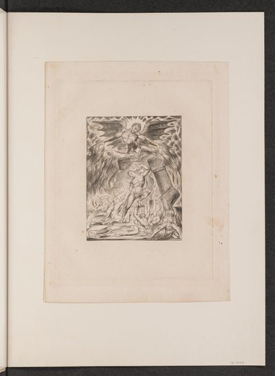 Jobs sønner og døtre overveldet av Satan, 1825. av William Blake