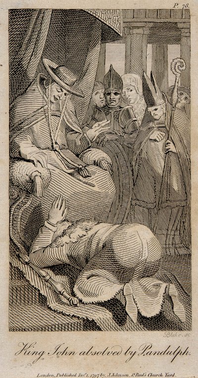 Kong John frikjent av Pandulph etter Henry Fuseli, 1798 av William Blake