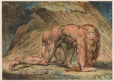 Nebuchadnezzar, 1795 (tempera, penn og blekk og wc på papir) av William Blake