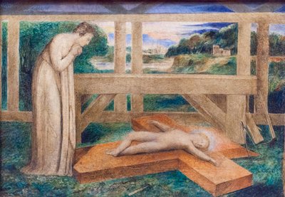 Vår dame som tilber spedbarnet Jesus sover på et kors, ca 1799-1800 (tempera på lerret) av William Blake