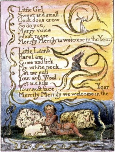 S.124-1950.pt23 Vår (forts.): plate 23 fra Songs of Innocence and of Experience (kopi R) c.1802-08 (etsing, blekk og akvarell) av William Blake