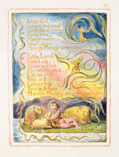 S.125-1950.pt23 Vår (forts.): plate 23 fra Songs of Innocence and of Experience (kopi AA) c.1815-26 (etsing, blekk og wc) av William Blake