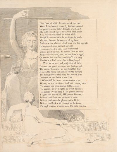 Plate 41 (side 92): 'Når tro er dyd, gjør fornuften det slik' av William Blake