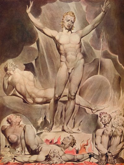 Satan vekker opprørsenglene, 1808 av William Blake