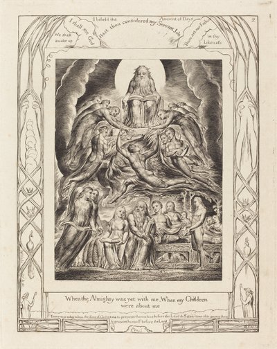 Satan foran Guds trone, 1825. av William Blake