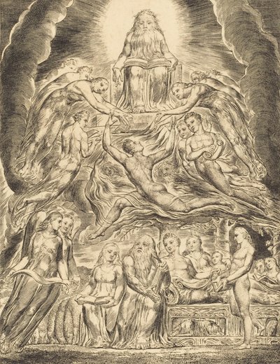 Satan foran Guds trone, 1825. av William Blake