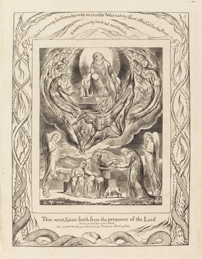 Satan går ut fra Herrens nærvær av William Blake
