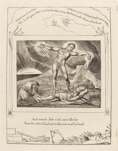 Satan slår jobb med byller, 1825. av William Blake