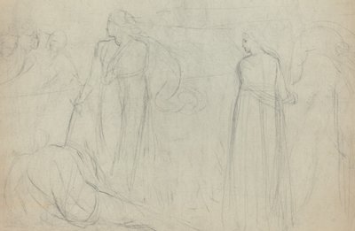 Skisse av en sverdmann som står over sin beseirede motstander [verso] av William Blake