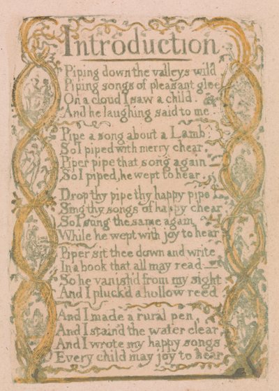 Songs of Innocence and of Experience, plate 3, "Introduction" (Bentley 4) av William Blake