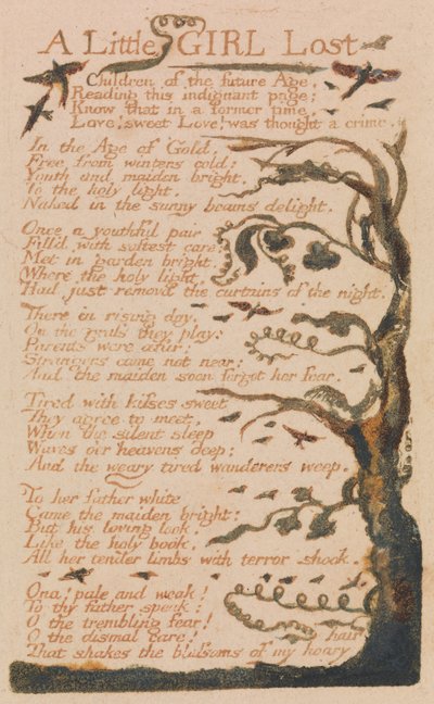 Songs of Innocence and of Experience, Plate 44, A Little Girl Lost (Bentley 51) av William Blake