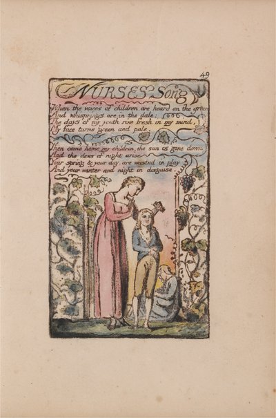 Songs of Innocence and of Experience, Plate 49, Nurses Song (Bentley 38) av William Blake