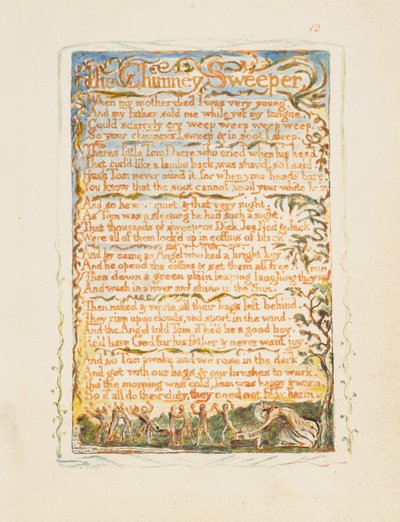 Sanger om uskyld og om erfaring: Skorsteinsfeieren, ca. 1825. av William Blake