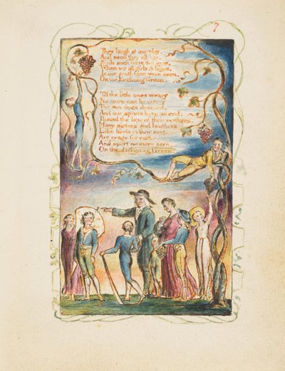 Songs of Innocence and of Experience: The Ecchoing Green andre plate, ca. 1825. av William Blake