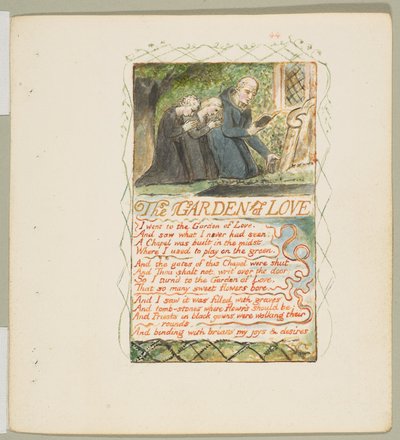 Songs of Innocence and of Experience: The Garden of Love, ca. 1825. av William Blake