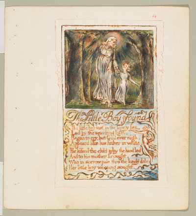 Sanger om uskyld og om erfaring: The Little Boy Found, ca. 1825. av William Blake