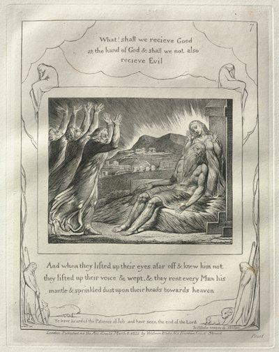 Jobs bok: nr. 7, Og da de hadde løftet øynene langt borte og ikke kjente ham, løftet de røstene og gråt av William Blake