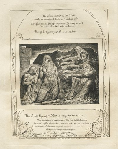 Jobs bok: Pl. 10, Den rettferdige mannen blir latterliggjort av William Blake