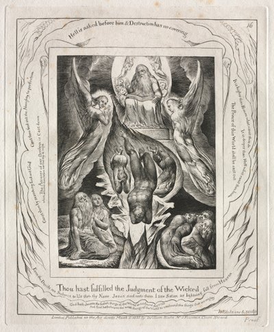 Jobs bok: Pl. 16, Du har oppfylt de ondes dom, 1825. av William Blake