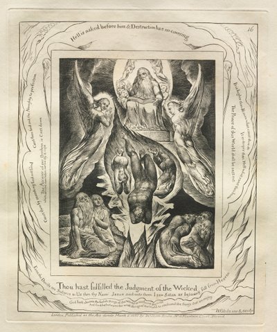 Jobs bok: Pl. 16, Du har oppfylt de ondes dom, 1825. av William Blake
