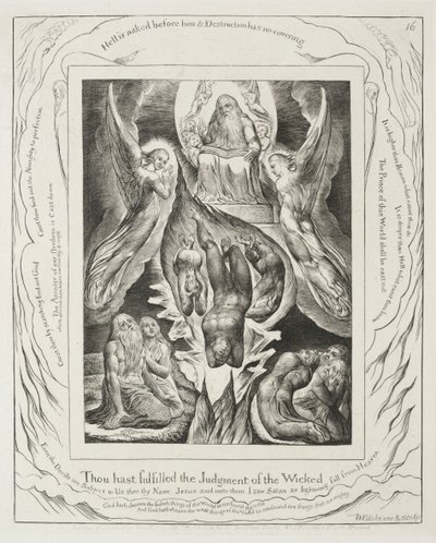 Jobs bok: Pl. 16, Du har oppfylt de ugudeliges dom, 1825. av William Blake