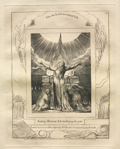Jobs bok: Pl. 18, Og min tjener Job skal be for deg, 1825. av William Blake