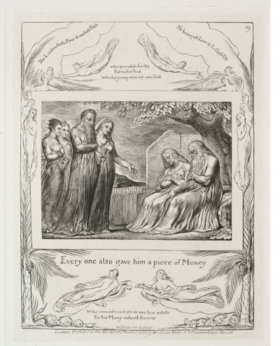 Jobs bok: Pl. 19, Hver og en ga ham også et stykke penger, 1825. av William Blake