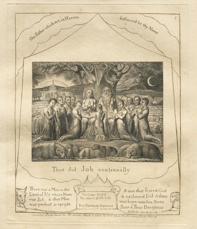 Jobs bok: Pl. 1, Slik gjorde Job bestandig av William Blake