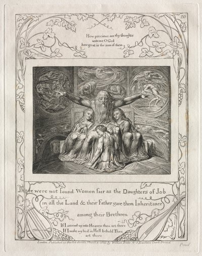 Jobs bok: Pl. 20, Det ble ikke funnet kvinner vakre som Jobs døtre / i hele landet av William Blake