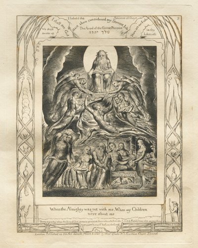 Jobs bok: Pl. 2, Da den Allmektige ennå var med meg, Da mine barn / var rundt meg av William Blake
