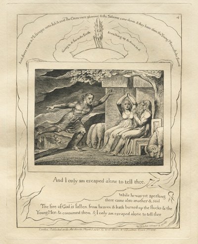 Jobs bok: Pl. 4, Og jeg er bare rømt alene for å fortelle deg det av William Blake