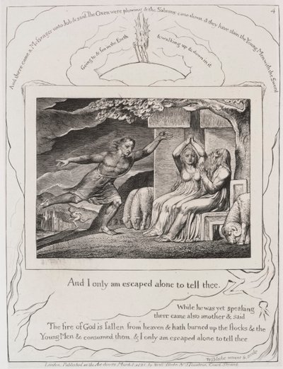 Jobs bok: Pl. 4, og jeg er bare rømt alene for å fortelle deg det av William Blake