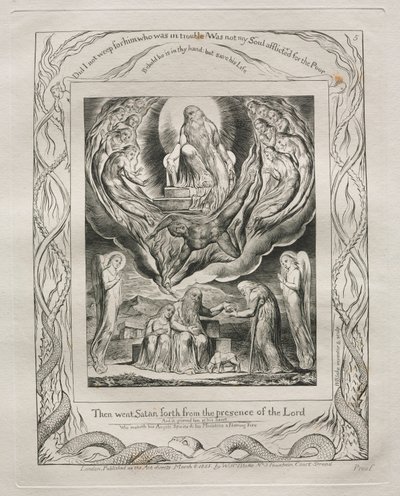Jobs bok: Pl. 5, Da gikk Satan ut fra Herrens åsyn av William Blake