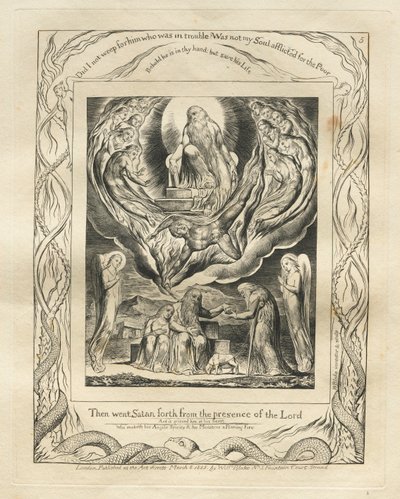 Jobs bok: Pl. 5, Da gikk Satan ut fra Herrens åsyn av William Blake