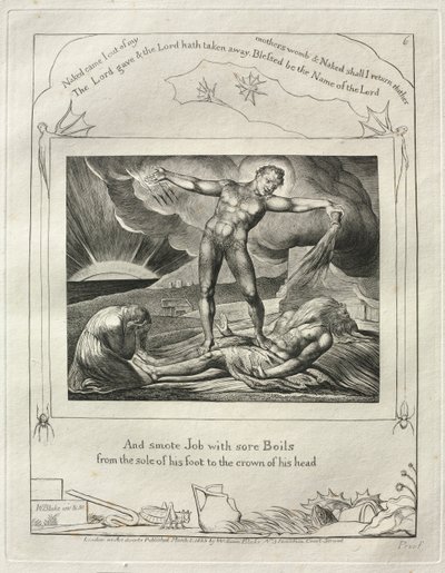 Jobs bok: Pl. 6, og slo Job med såre byller / fra fotsålen til hodet av William Blake