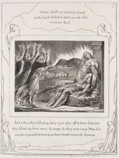Jobs bok: Pl. 7, Og da de hadde løftet sine øyne av William Blake