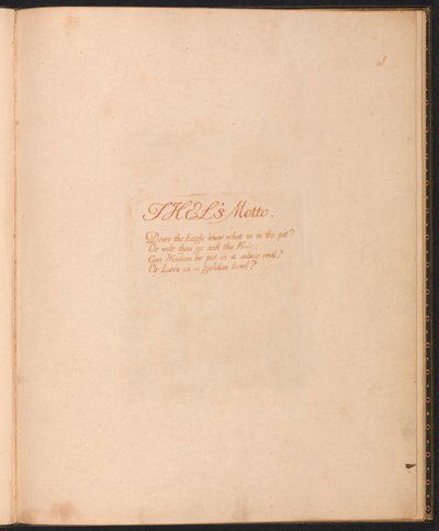 The Book of Thel, Plate 1, Thels Motto... av William Blake