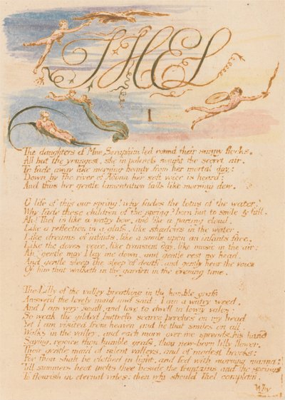 The Book of Thel, Plate 3, Thel, I, Mne Seraphims døtre. . . . av William Blake