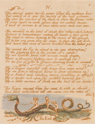 Thel-boken, plate 8, "IV. / De evige porter ...." av William Blake