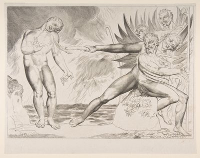 The Circle of Corrupt Officials: The Devils Tormenting Ciampolo, fra Dantes Infer..., ca. 1825-27. av William Blake
