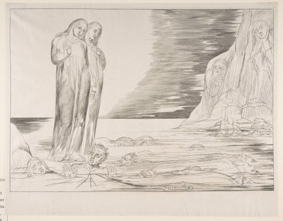 The Circle of Traitors: Dantes Foot Striking Bocca Degli Abbate, fra Dantes Infe..., ca. 1825-27. av William Blake