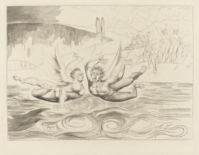 Kretsen av de korrupte tjenestemenn; djevlene som ødelegger hverandre av William Blake