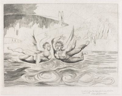 Sirkelen til de korrupte tjenestemennene, djevlene som ødelegger hverandre, 1827. av William Blake